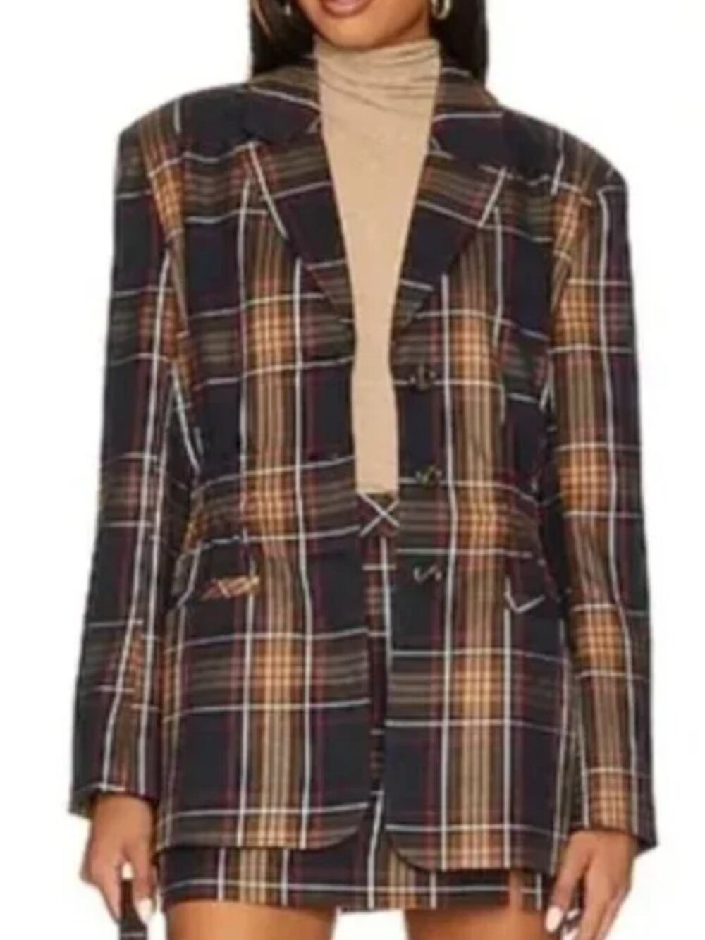 Steve Madden Revolve Frida navy plaid blazer XS
